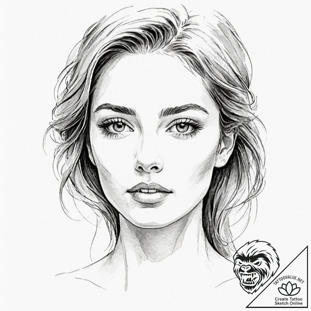 A beautiful, realistic woman's portrait, with... - tattoo sketch (№1752073979_0, 09.07.2025 15:12) — tattoovalue.net