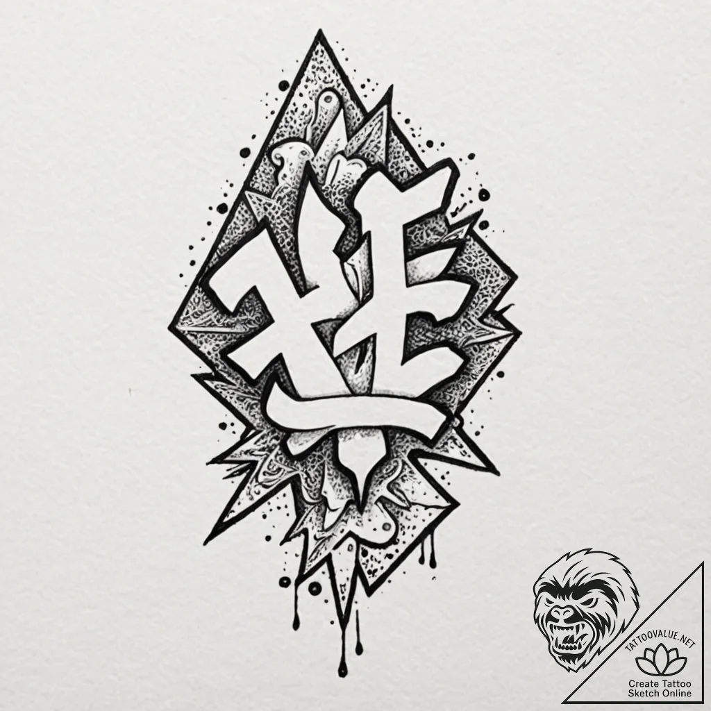 A simple drawing of a torn and patched-up pie... - tattoo sketch (№1752074334_0, 09.07.2025 15:18) — tattoovalue.net
