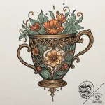 A drawing of a chipped coffee mug, tattoo dra… – tattoo sketch (№1752074499_0, 09.07.2025 15:21) — tattoovalue.net