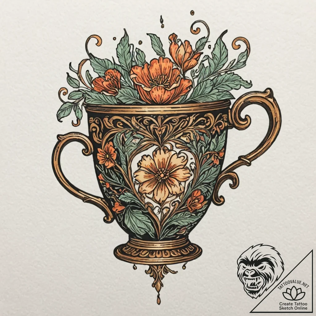 A drawing of a chipped coffee mug, tattoo dra... - tattoo sketch (№1752074499_0, 09.07.2025 15:21) — tattoovalue.net