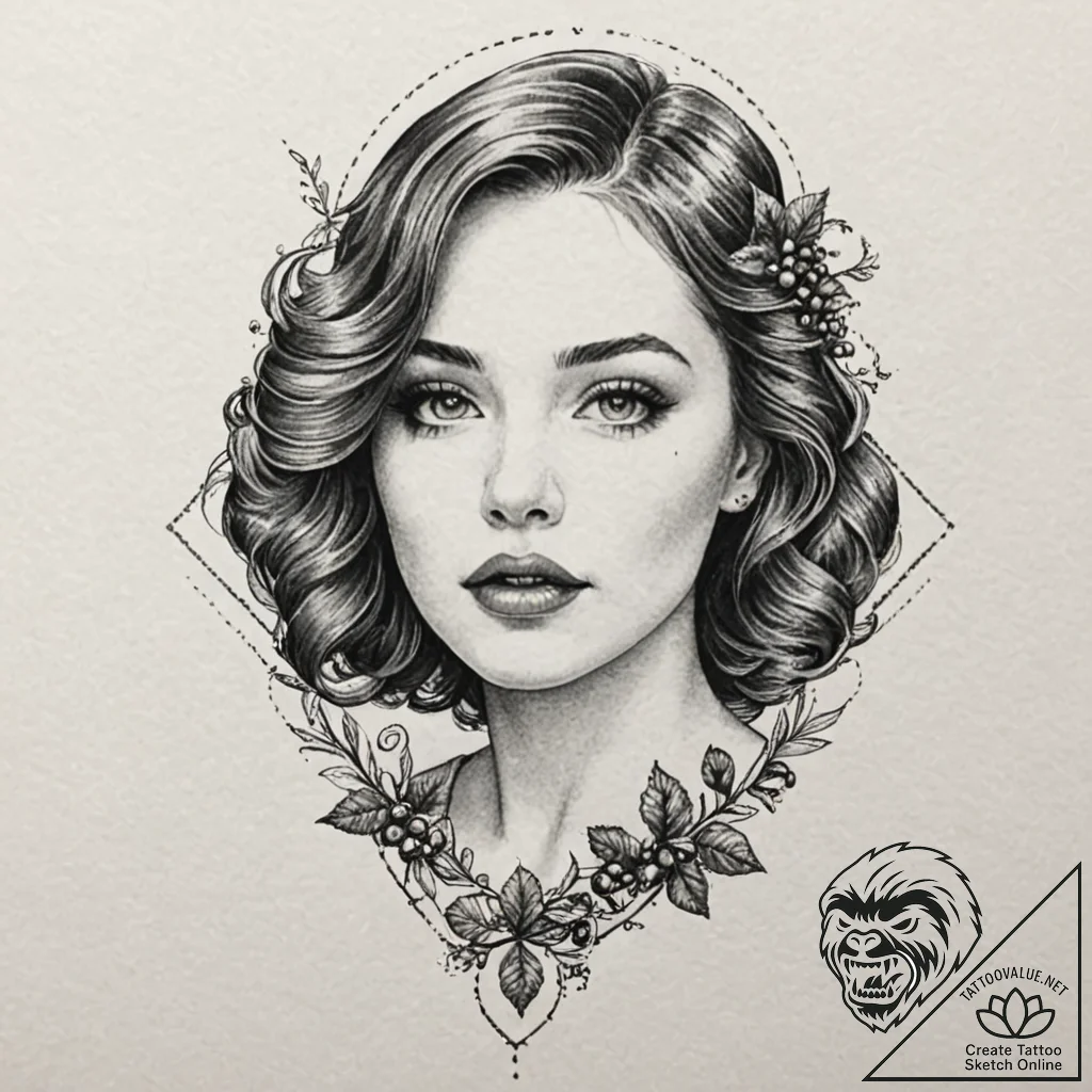 A beautiful woman whose lips are the color of... - tattoo sketch (№1752074582_0, 09.07.2025 15:23) — tattoovalue.net