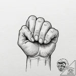 A human hand, making a fist, with a single wo… – tattoo sketch (№1752074751_0, 09.07.2025 15:25) — tattoovalue.net