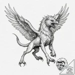 A beautiful, but fierce griffin, its talons s… – tattoo sketch (№1752074836_0, 09.07.2025 15:27) — tattoovalue.net