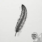 A beautiful, realistic feather, but it is hea… – tattoo sketch (№1752074918_0, 09.07.2025 15:28) — tattoovalue.net