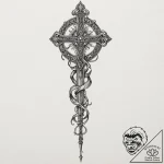 A beautiful, intricate sword, its hilt is a d… – tattoo sketch (№1752075627_0, 09.07.2025 15:40) — tattoovalue.net