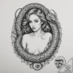 A beautiful, but deadly lamia, half woman, ha… – tattoo sketch (№1752075786_0, 09.07.2025 15:43) — tattoovalue.net