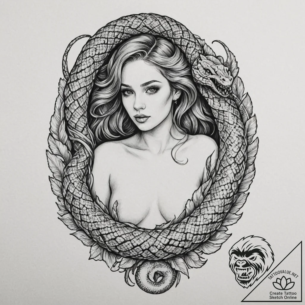 A beautiful, but deadly lamia, half woman, ha... - tattoo sketch (№1752075786_0, 09.07.2025 15:43) — tattoovalue.net
