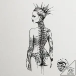 A realistic human spine, with some vertebrae… – tattoo sketch (№1752076263_0, 09.07.2025 15:51) — tattoovalue.net