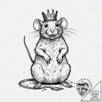 A cartoon rat, but it’s wearing a tiny, crook… – tattoo sketch (№1752077167_0, 09.07.2025 16:06) — tattoovalue.net