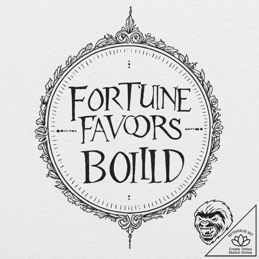 The phrase "fortune favors the bold" - tattoo sketch (№1752077418_0, 09.07.2025 16:10) — tattoovalue.net