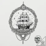 A beautiful, radiant star, guiding a lost shi… – tattoo sketch (№1752077920_0, 09.07.2025 16:18) — tattoovalue.net
