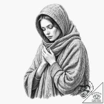 A person, offering a warm blanket to a cold,… – tattoo sketch (№1752078003_0, 09.07.2025 16:20) — tattoovalue.net