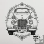 A minimalist drawing of a classic luxury car’… – tattoo sketch (№1752078085_0, 09.07.2025 16:21) — tattoovalue.net