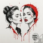 A pair of luscious, red lips, with a single d… – tattoo sketch (№1752078168_0, 09.07.2025 16:22) — tattoovalue.net