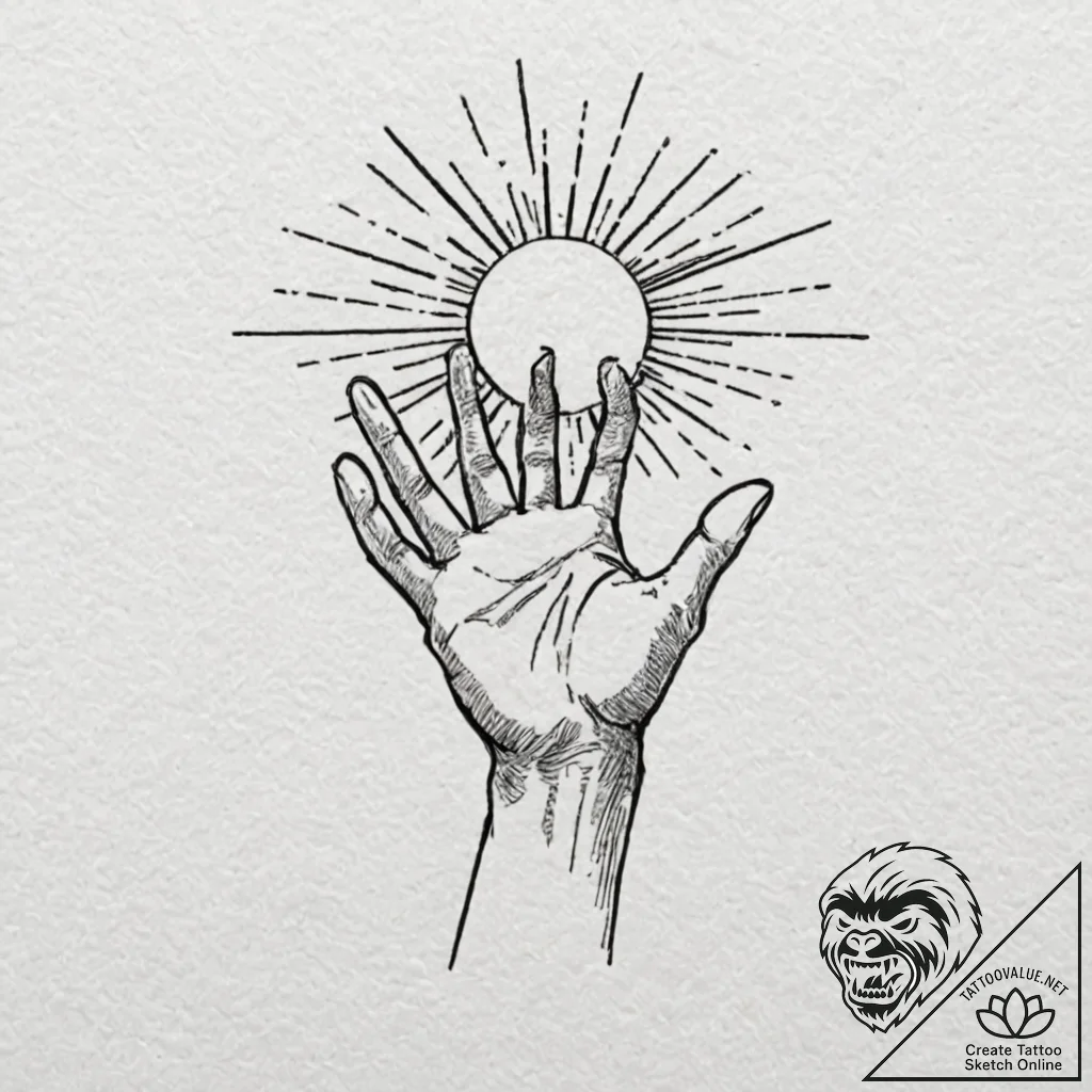 A human hand, reaching out of dark water to g... - tattoo sketch (№1752078335_0, 09.07.2025 16:25) — tattoovalue.net