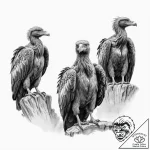 A pack of spectral vultures, waiting patientl… – tattoo sketch (№1752078419_0, 09.07.2025 16:26) — tattoovalue.net