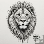 A portrait of a lion, its mane is an explosio… – tattoo sketch (№1752079339_0, 09.07.2025 16:42) — tattoovalue.net