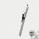 A human silhouette, at the top of a ladder, r… – tattoo sketch (№1752079423_0, 09.07.2025 16:43) — tattoovalue.net