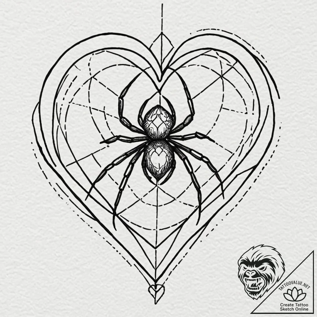 A realistic black widow spider, its red hourg... - tattoo sketch (№1752079759_0, 09.07.2025 16:49) — tattoovalue.net