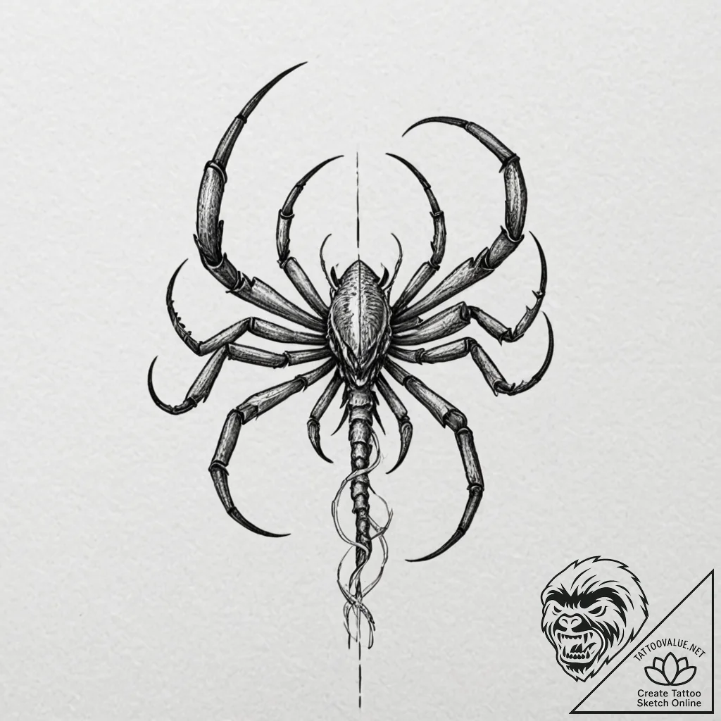A pack of spectral scorpions, their stingers... - tattoo sketch (№1752079840_0, 09.07.2025 16:50) — tattoovalue.net