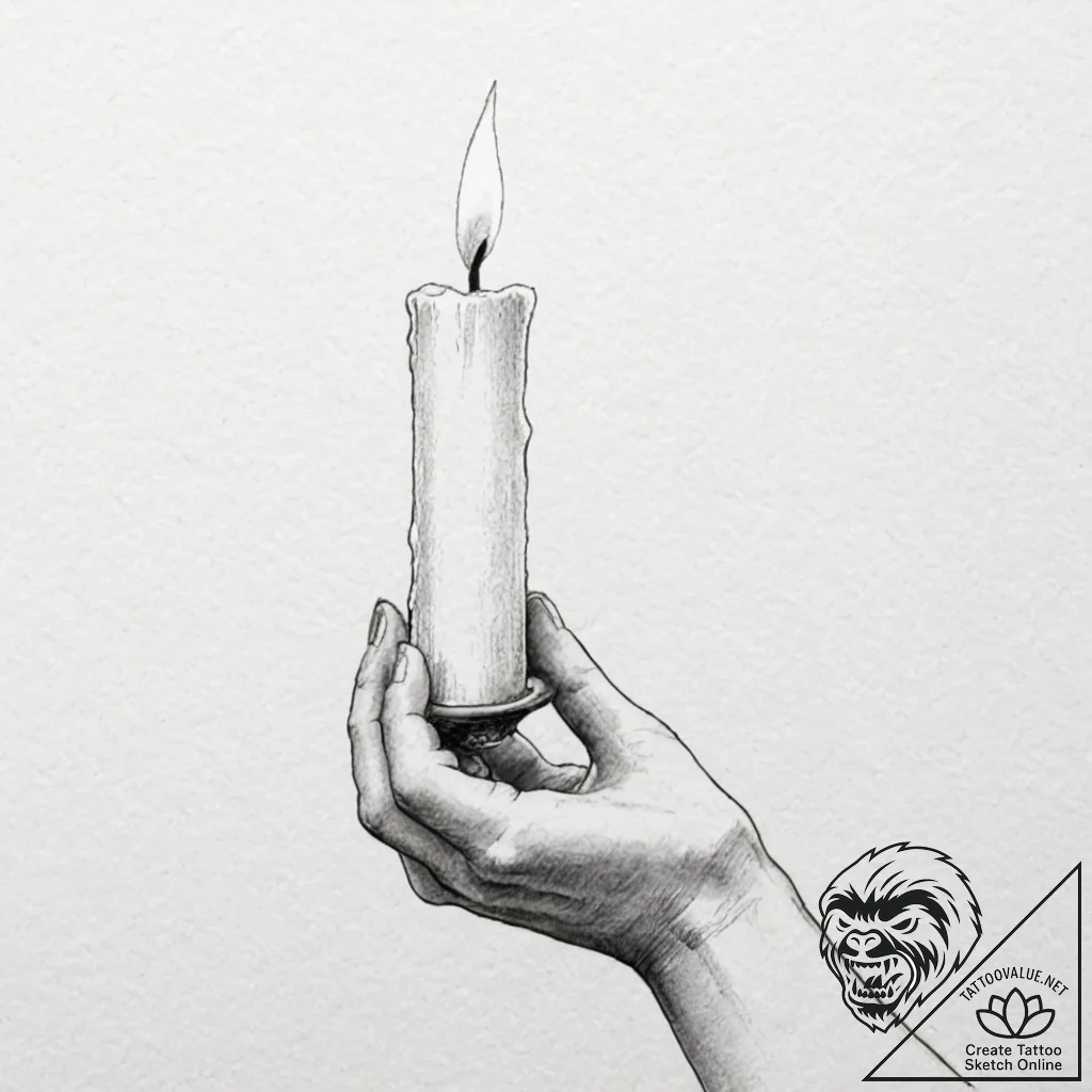 A drawing of a hand holding a single, unlit c... - tattoo sketch (№1752079923_0, 09.07.2025 16:52) — tattoovalue.net