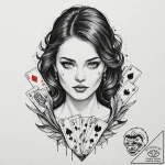A beautiful woman with her face half-covered… – tattoo sketch (№1752080006_0, 09.07.2025 16:53) — tattoovalue.net