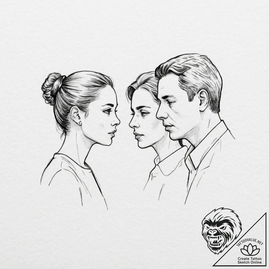 A person, translating for two people who cann... - tattoo sketch (№1752080092_0, 09.07.2025 16:54) — tattoovalue.net