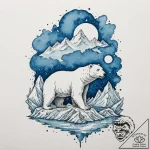 A majestic polar bear, on an iceberg in a sea… – tattoo sketch (№1752080258_0, 09.07.2025 16:57) — tattoovalue.net