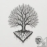 A single, strong tree, its roots are deep and… – tattoo sketch (№1752080757_0, 09.07.2025 17:05) — tattoovalue.net