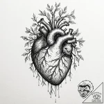 A human heart, with roots growing from it, pl… – tattoo sketch (№1752080840_0, 09.07.2025 17:07) — tattoovalue.net