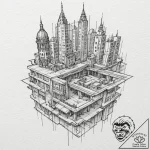 A beautiful, ornate set of architectural blue… – tattoo sketch (№1752080922_0, 09.07.2025 17:08) — tattoovalue.net