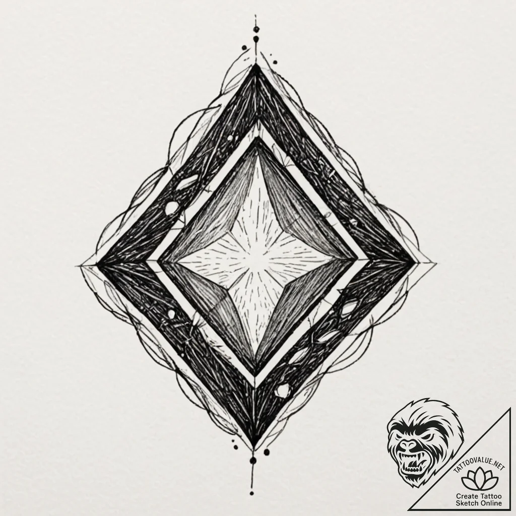 A single, perfect, polished gemstone, concept... - tattoo sketch (№1752081005_0, 09.07.2025 17:10) — tattoovalue.net