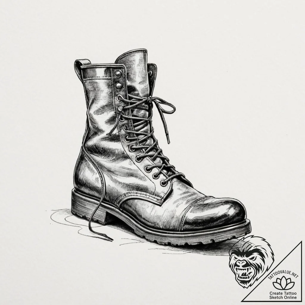 A single, dirty work boot - tattoo sketch (№1752081089_0, 09.07.2025 17:11) — tattoovalue.net