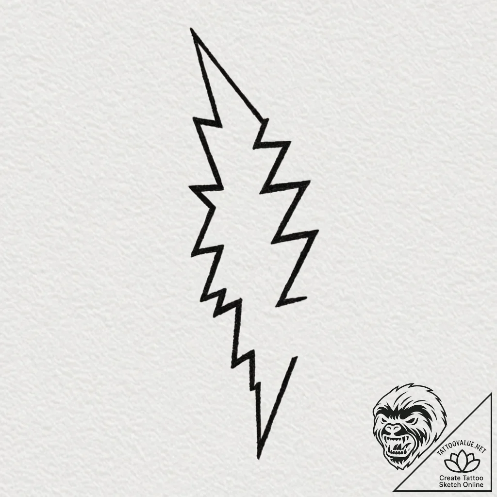 A single, black lightning bolt, sharp and gra... - tattoo sketch (№1752081171_0, 09.07.2025 17:12) — tattoovalue.net