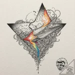 A paper airplane, leaving a trail of rainbow… – tattoo sketch (№1752081255_0, 09.07.2025 17:14) — tattoovalue.net