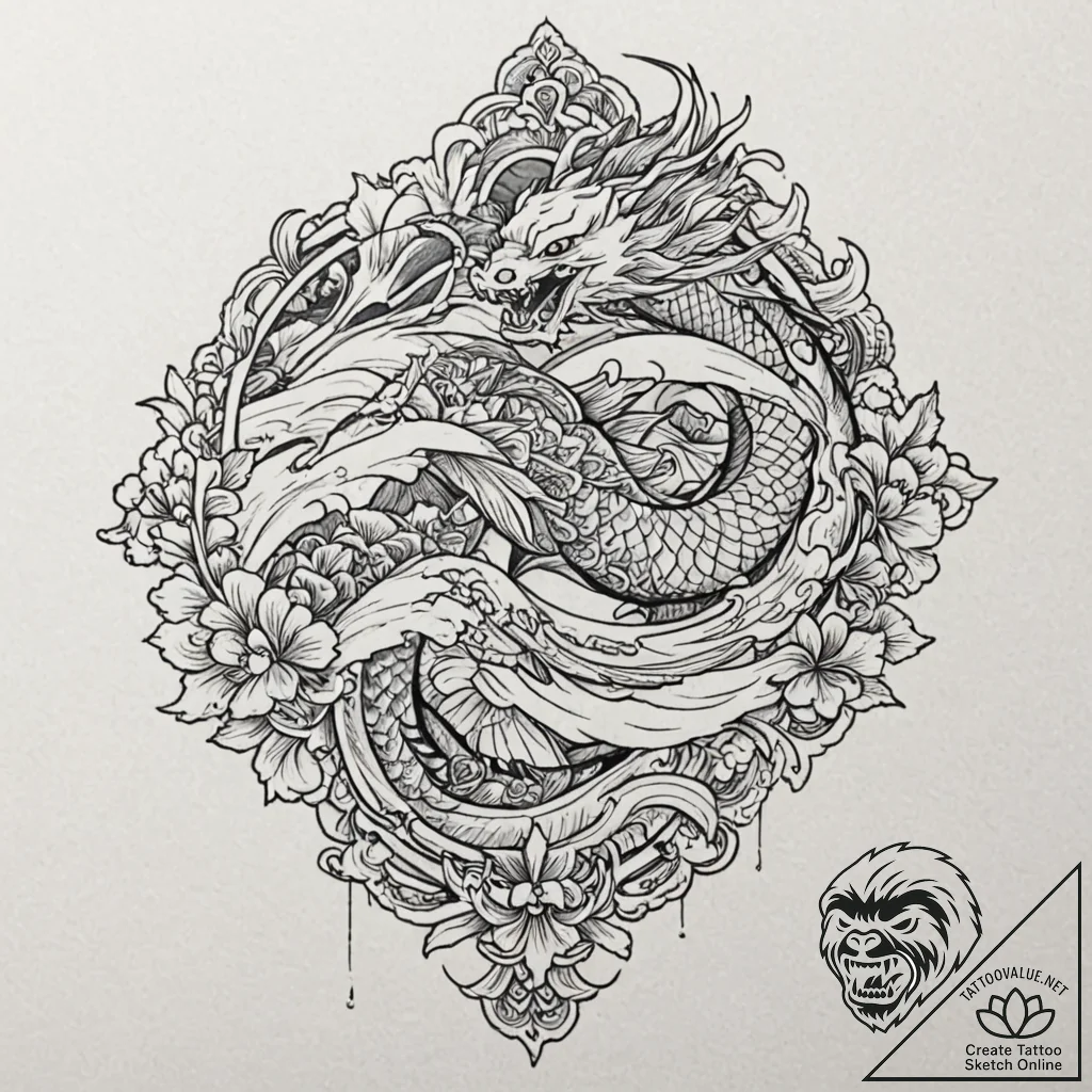 A beautiful, ornate war fan, with hidden blad... - tattoo sketch (№1752081853_0, 09.07.2025 17:24) — tattoovalue.net