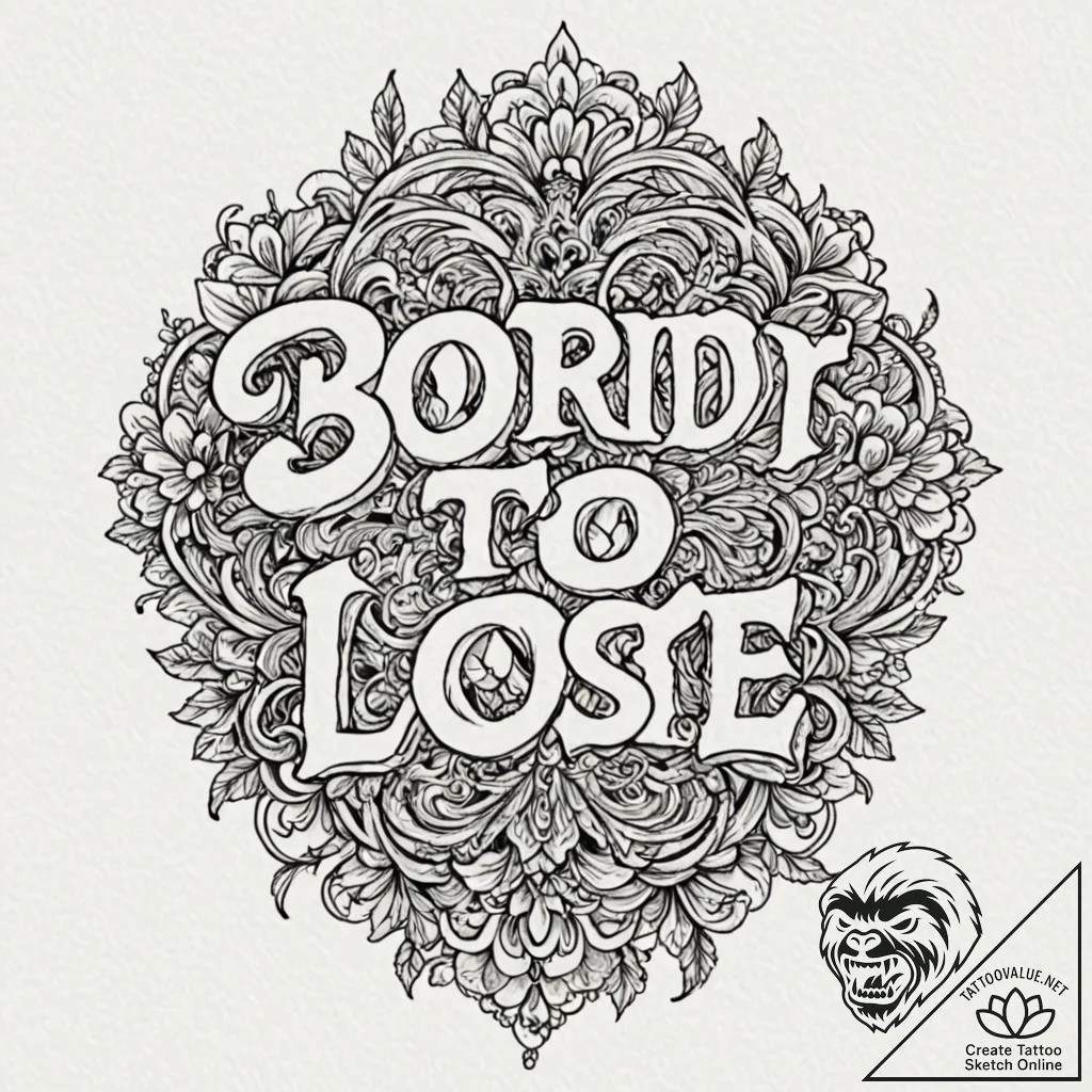 The phrase "born to lose" in a classic, priso... - tattoo sketch (№1752081937_0, 09.07.2025 17:25) — tattoovalue.net