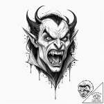 A beautiful, but deadly vampire, its fangs ba… – tattoo sketch (№1752082019_0, 09.07.2025 17:26) — tattoovalue.net