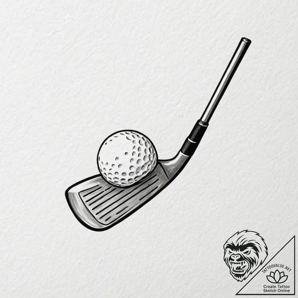 A minimalist drawing of a golf club and ball - tattoo sketch (№1752082099_0, 09.07.2025 17:28) — tattoovalue.net