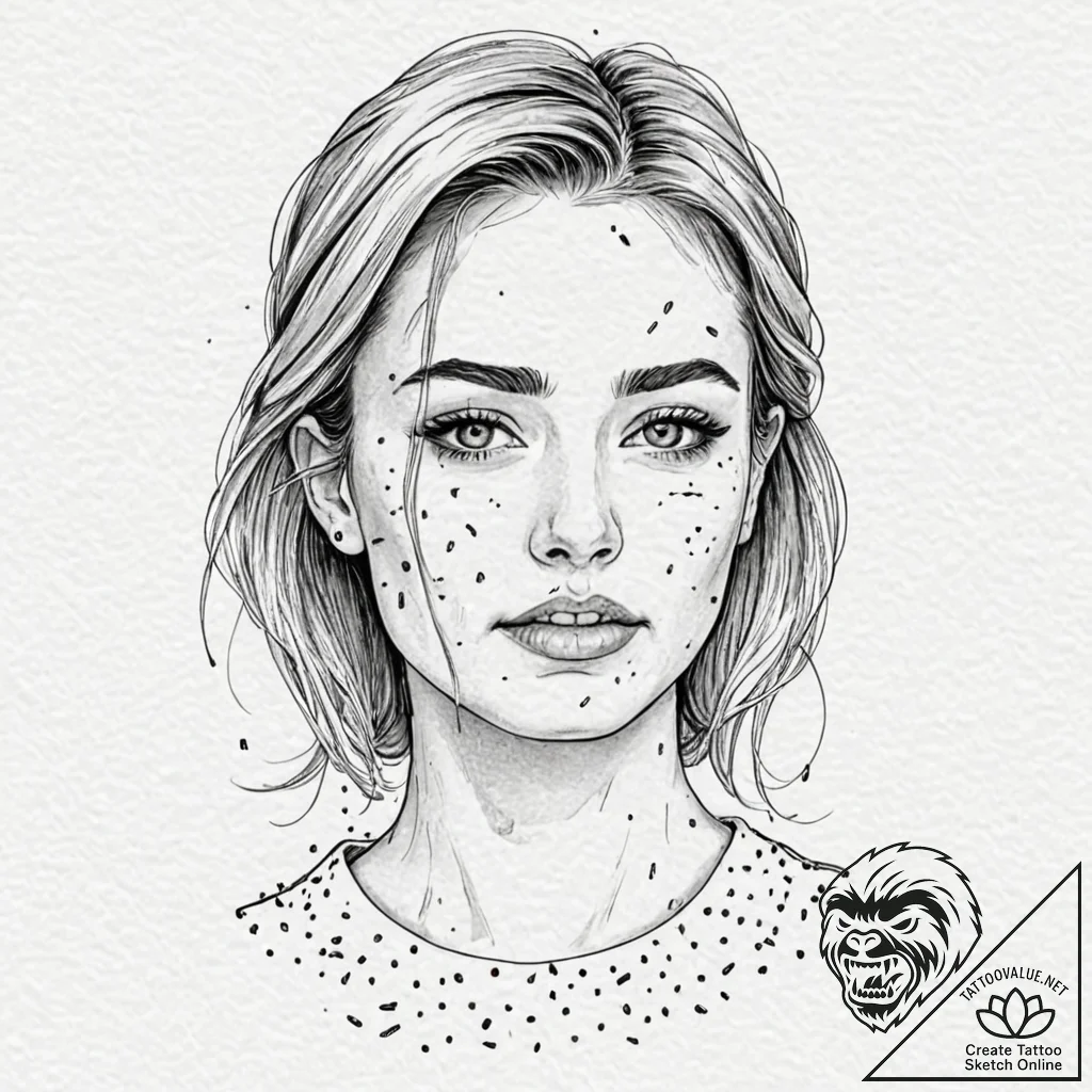 A woman whose tears are tiny, colorful sprink... - tattoo sketch (№1752082185_0, 09.07.2025 17:29) — tattoovalue.net
