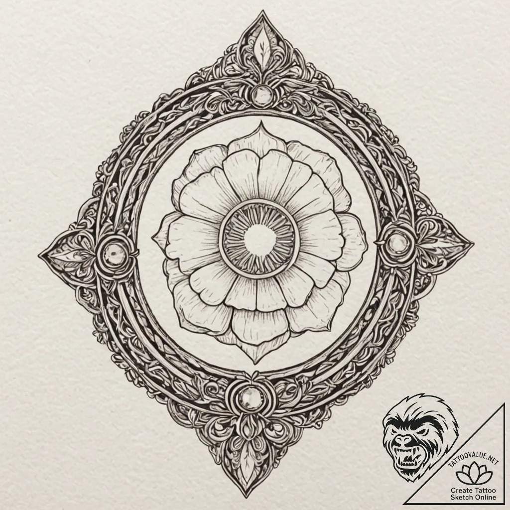 A single, perfect, polished gemstone, ink ill... - tattoo sketch (№1752082851_0, 09.07.2025 17:40) — tattoovalue.net