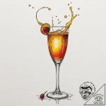 A beautiful, realistic glass of champagne, wi… – tattoo sketch (№1752083020_0, 09.07.2025 17:43) — tattoovalue.net