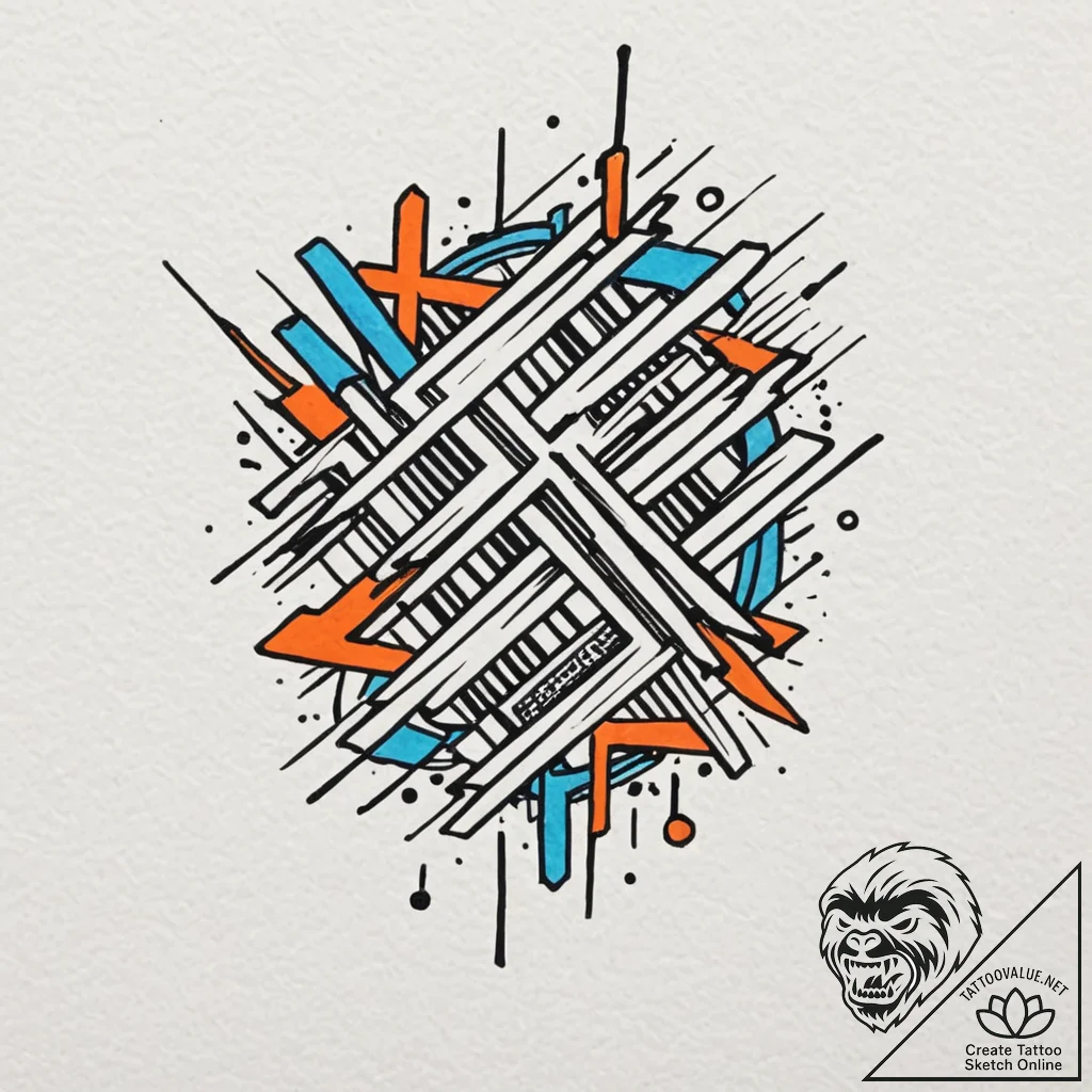 A barcode, but it's crossed out with a bold "... - tattoo sketch (№1752083499_0, 09.07.2025 17:51) — tattoovalue.net