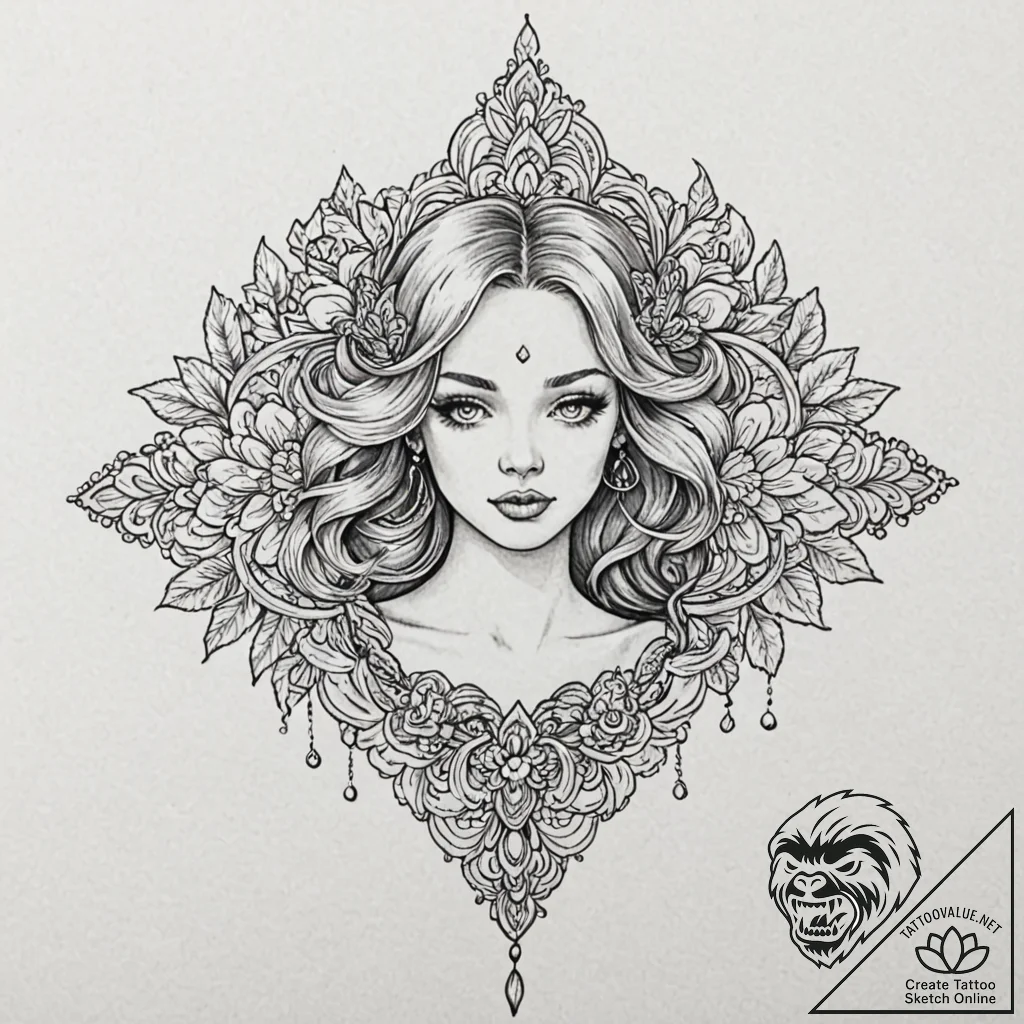 A beautiful, ornate filigree design that mimi... - tattoo sketch (№1752083662_0, 09.07.2025 17:54) — tattoovalue.net