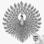 A beautiful peacock, its magnificent tail is… – tattoo sketch (№1752083748_0, 09.07.2025 17:55) — tattoovalue.net
