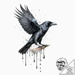 A beautiful, realistic crow, its feathers are… – tattoo sketch (№1752084314_0, 09.07.2025 18:05) — tattoovalue.net