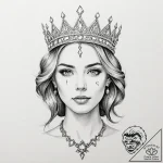 A beautiful woman wearing a crown made of cry… – tattoo sketch (№1752084392_0, 09.07.2025 18:06) — tattoovalue.net