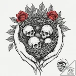 A pair of hands, gently holding a small, vuln… – tattoo sketch (№1752084470_0, 09.07.2025 18:07) — tattoovalue.net