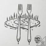 A simple drawing of a fork in the road, with… – tattoo sketch (№1752084641_0, 09.07.2025 18:10) — tattoovalue.net