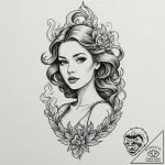 A beautiful woman with her body made of smoke… – tattoo sketch (№1752084891_0, 09.07.2025 18:14) — tattoovalue.net